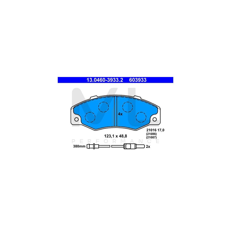 ATE 13.0460-3933.2 Brake pad set for RENAULT 21 incl. wear warning contact | ML Performance Car Parts