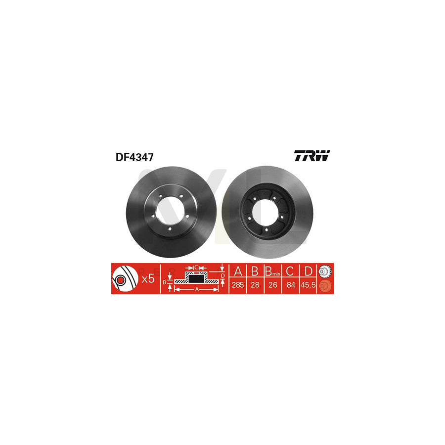 TRW DF4347 Brake Disc for TOYOTA HIACE Vented | ML Performance Car Parts