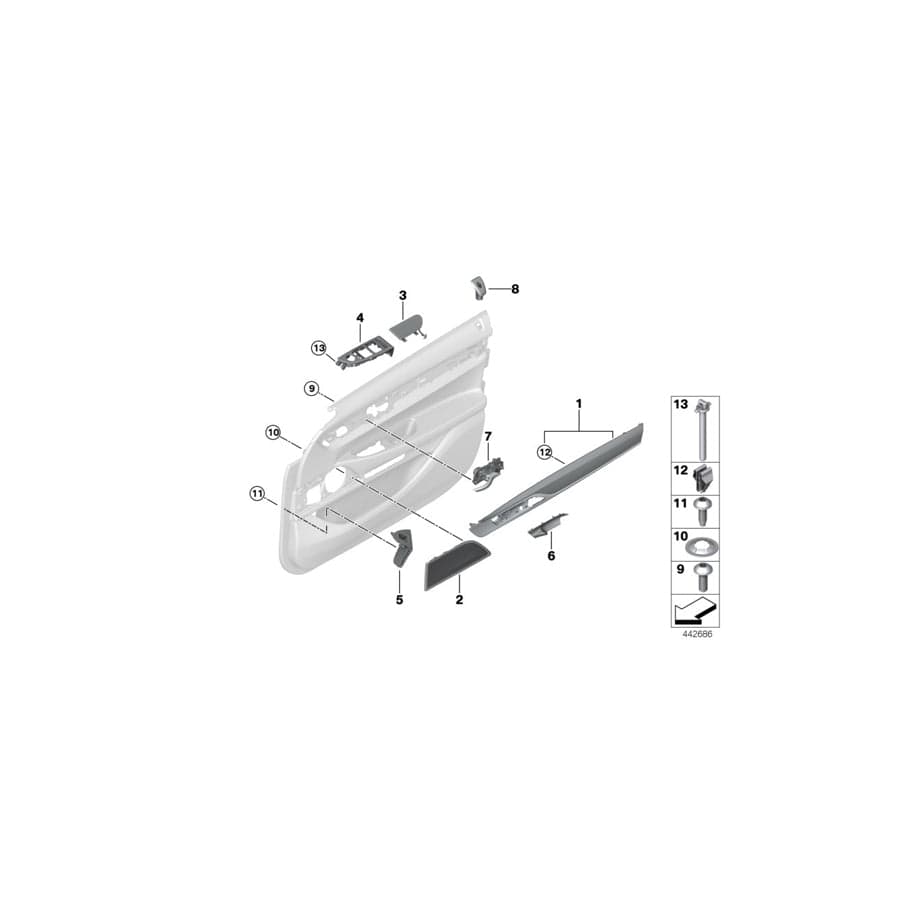 Genuine BMW 51417398806 G12 G11 Trim For Locking Button, Front (Inc. 740Le, 745Le & 740dX) | ML Performance UK Car Parts