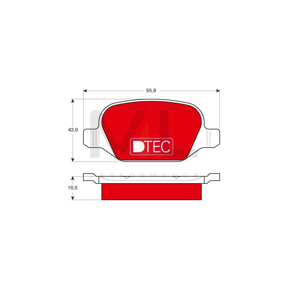 TRW Dtec Cotec Gdb1396Dte Brake Pad Set Not Prepared For Wear Indicator, With Brake Caliper Screws, With Accessories | ML Performance Car Parts