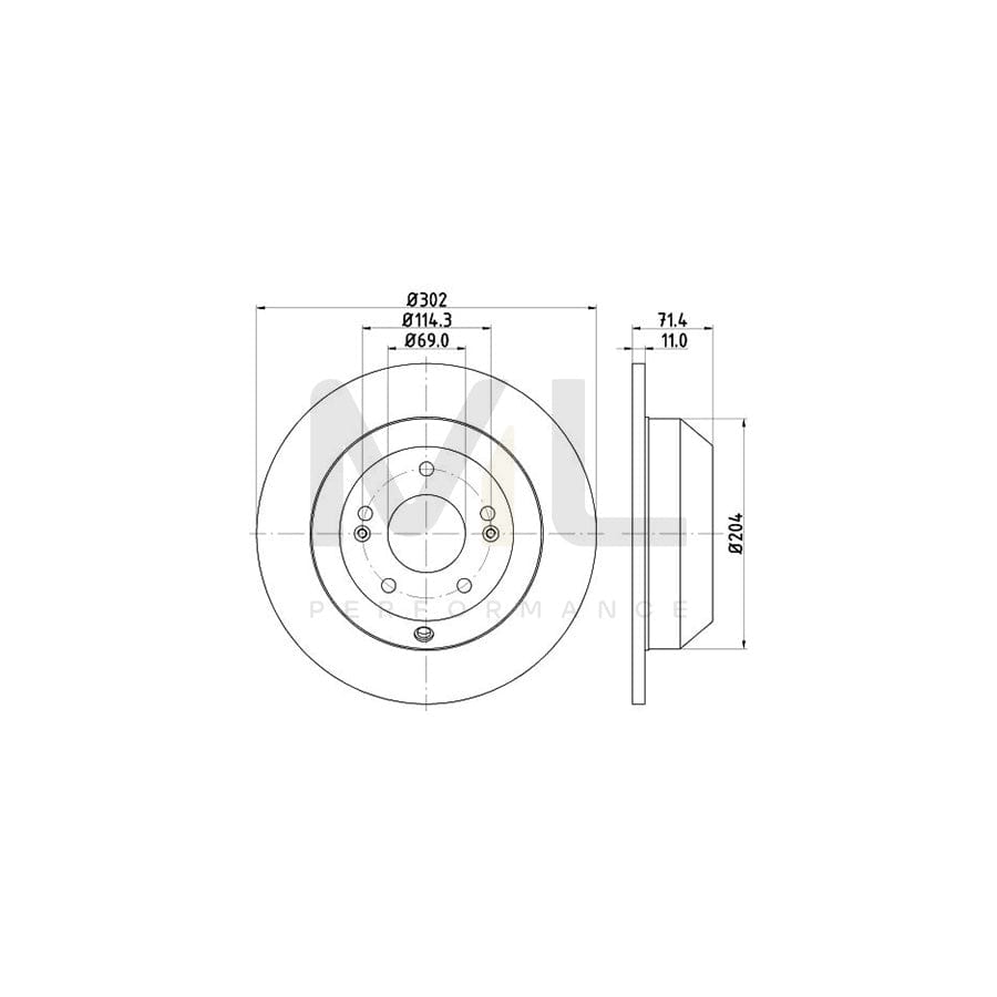 HELLA PRO 8DD 355 116-871 Brake Disc Solid, Coated, without wheel hub, without wheel studs | ML Performance Car Parts