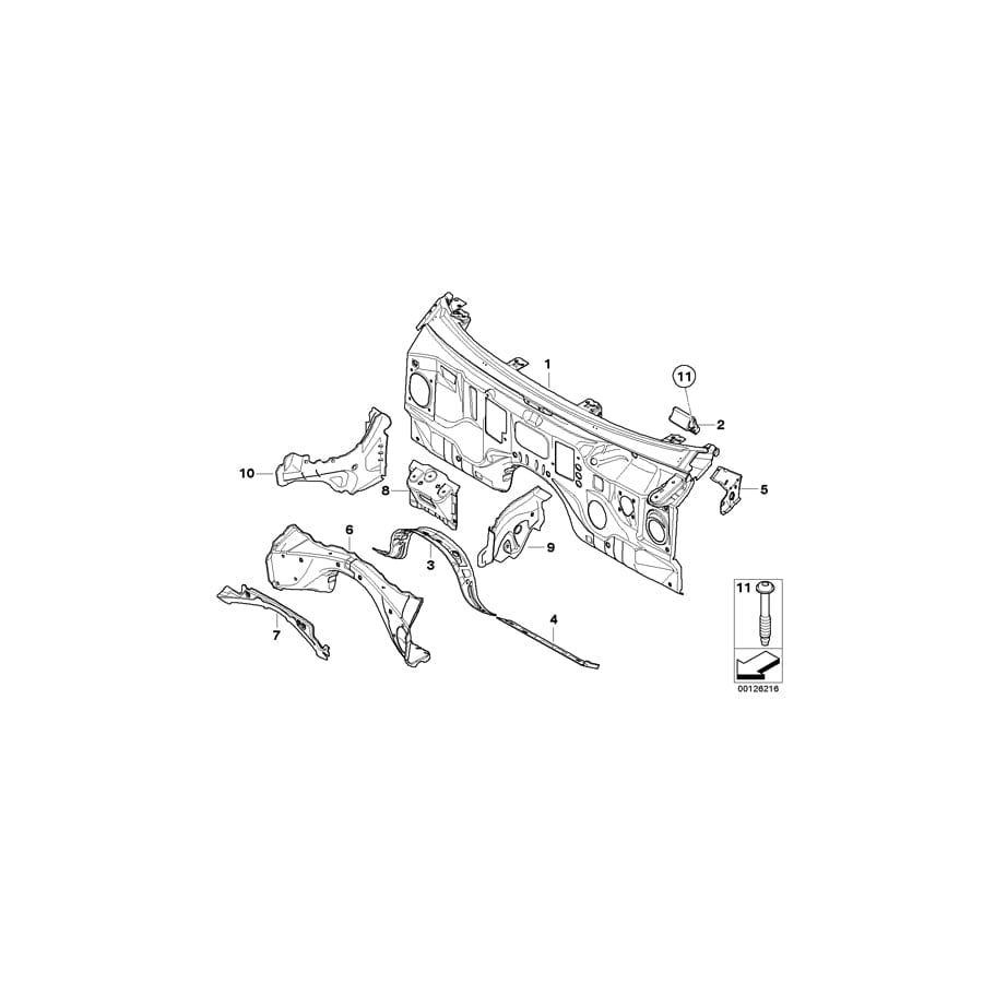 Genuine BMW 41137111074 E61 E60 E64 Right Engine Compartment Partition (Inc. 528xi) 1 | ML Performance UK Car Parts