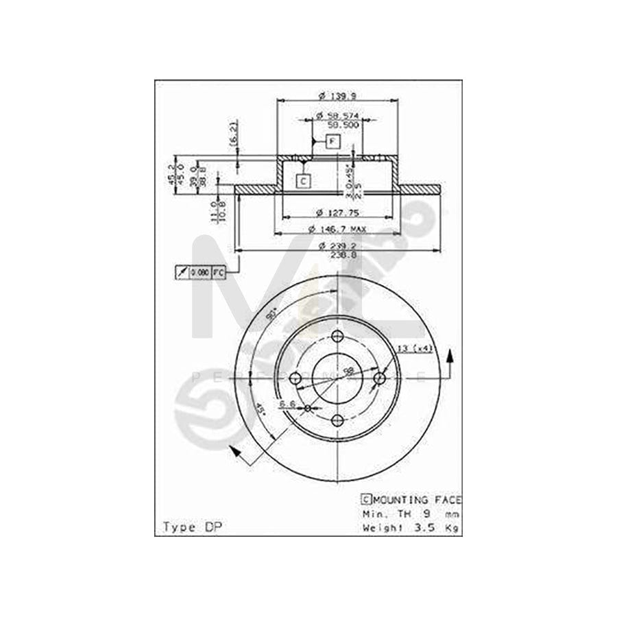 BREMBO 08.2792.10 Brake Disc Solid | ML Performance Car Parts