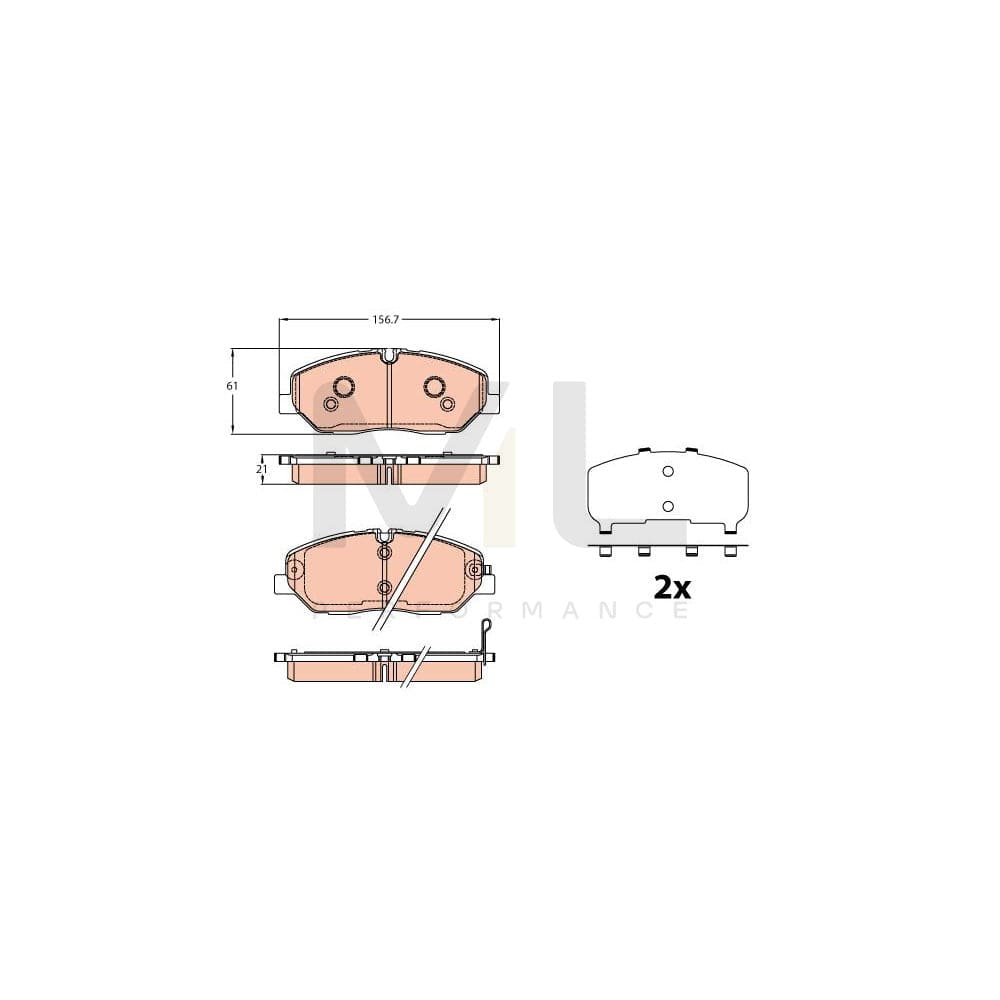 TRW Gdb2227 Brake Pad Set For Hyundai H350 With Acoustic Wear Warning | ML Performance Car Parts