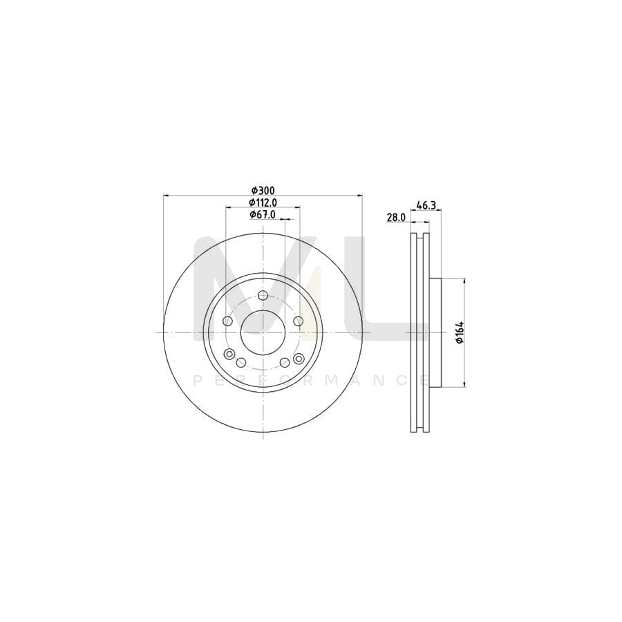 HELLA PRO 8DD 355 107-501 Brake Disc Internally Vented, Coated, without wheel hub, without wheel studs | ML Performance Car Parts