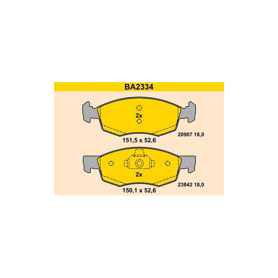 Barum BA2334 Brake Pad Set For Fiat Doblo