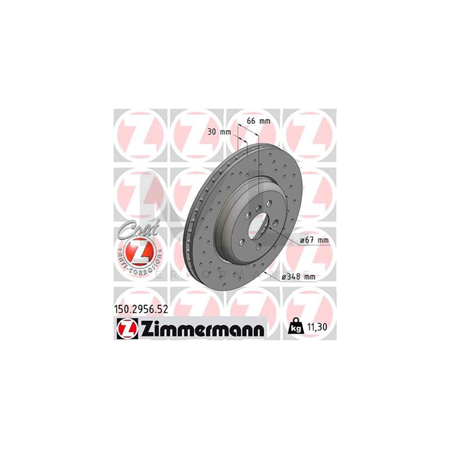 ZIMMERMANN SPORT COAT Z 150.2956.52 Brake Disc Internally Vented, Perforated, Coated, High-carbon | ML Performance Car Parts