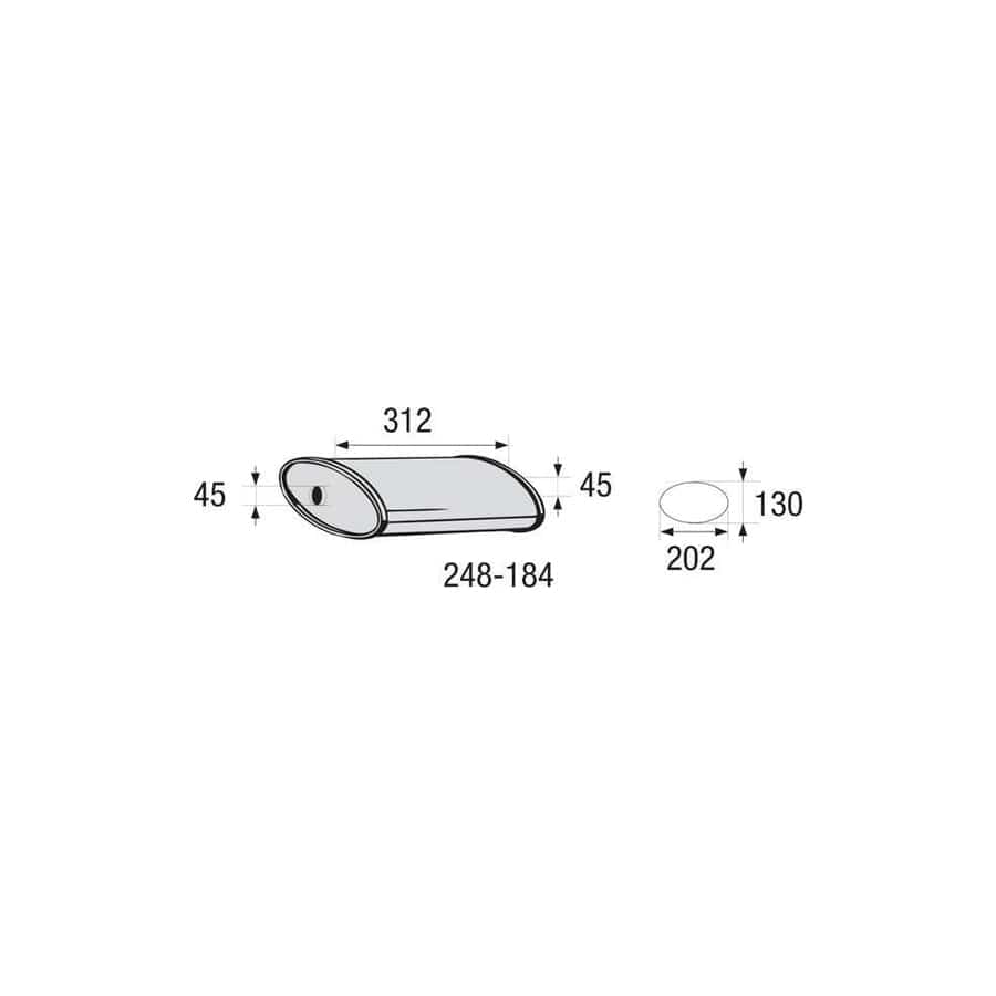 Bosal 248-184 Middle Silencer, Universal