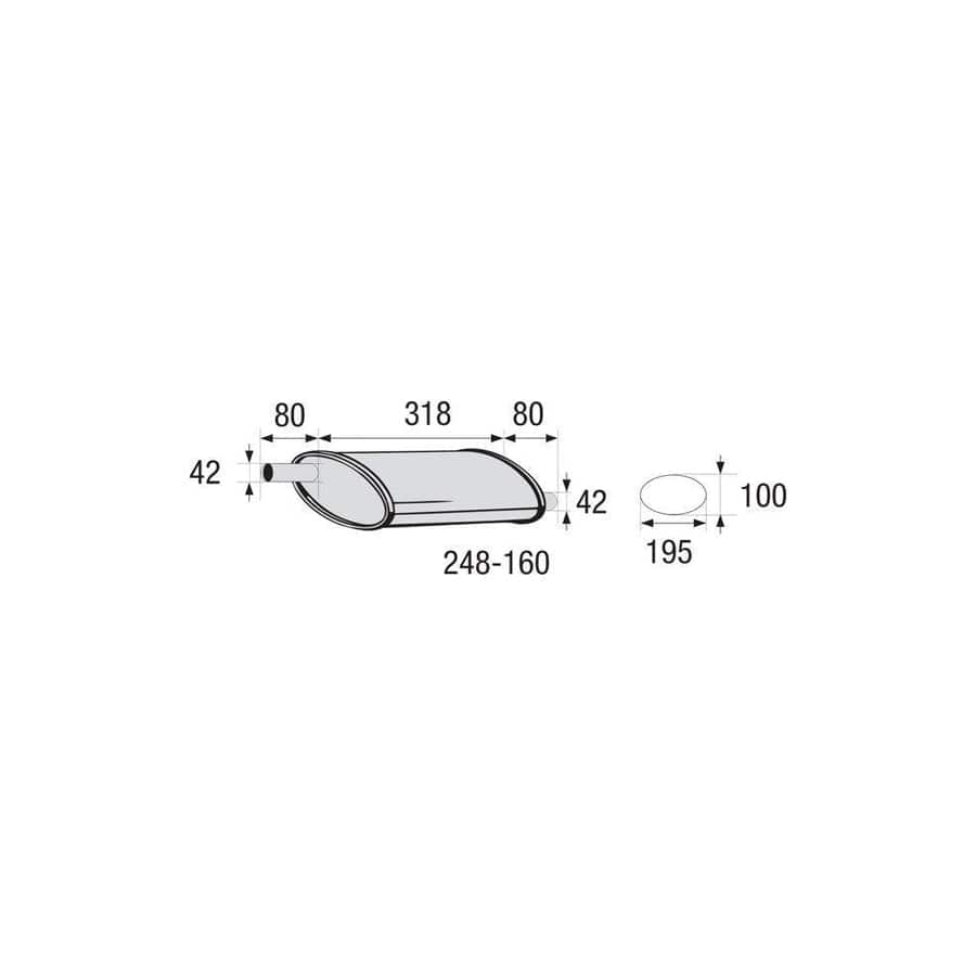 Bosal 248-160 Middle Silencer, Universal