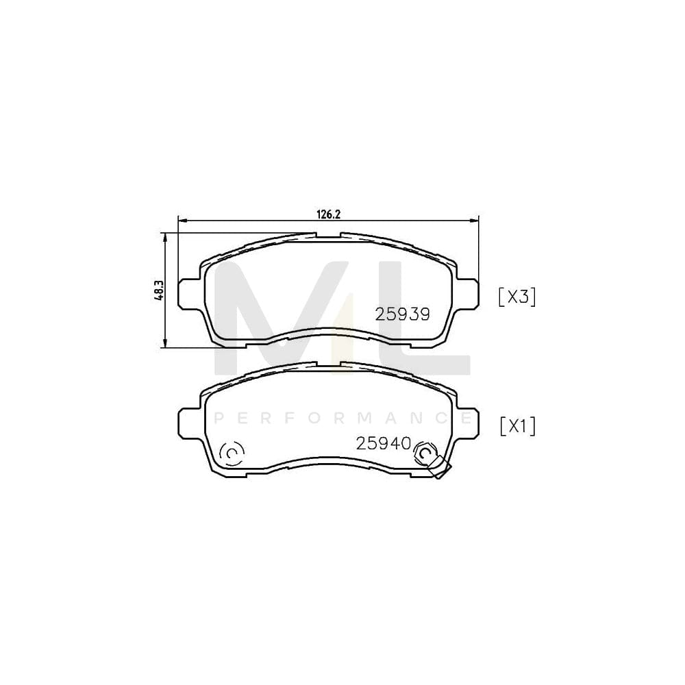 Hella 8DB 355 021-871 Brake Pad Set For Mazda 2 With Acoustic Wear Warning | ML Performance Car Parts