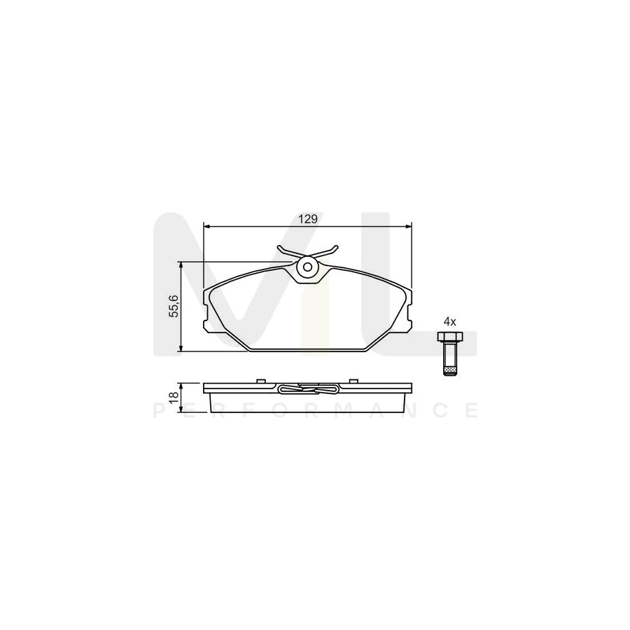 Bosch 0986494024 Brake Pad Set With Anti-Squeak Plate, With Bolts/Screws, With Mounting Manual, With Accessories BP286 | ML Performance Car Parts