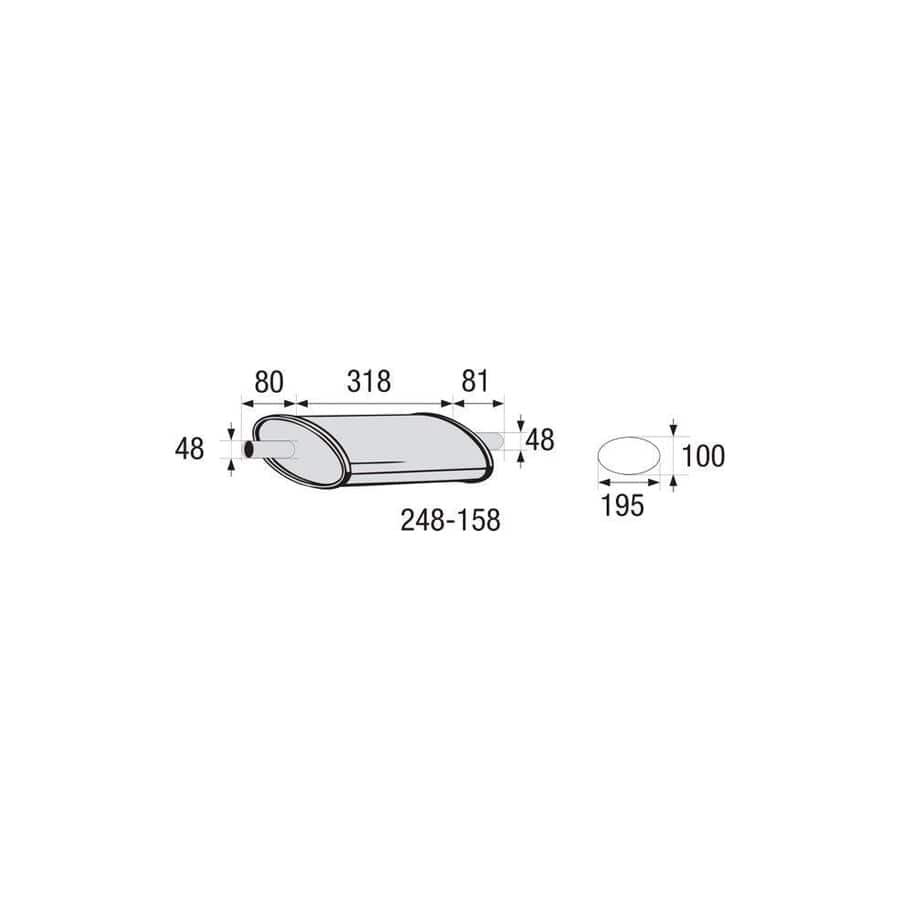 Bosal 248-158 Middle Silencer, Universal