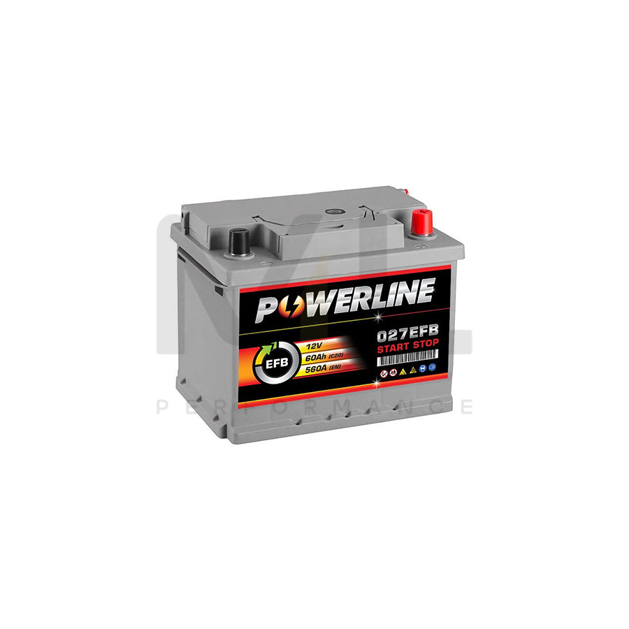 027 EFB Powerline Start Stop Car Battery 60Ah | Car Batteries UK | ML Performance Car Parts