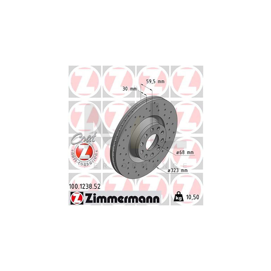 ZIMMERMANN SPORT COAT Z 100.1238.52 Brake Disc for AUDI A8 D2 (4D2, 4D8) Internally Vented, Perforated, Coated, High-carbon | ML Performance Car Parts