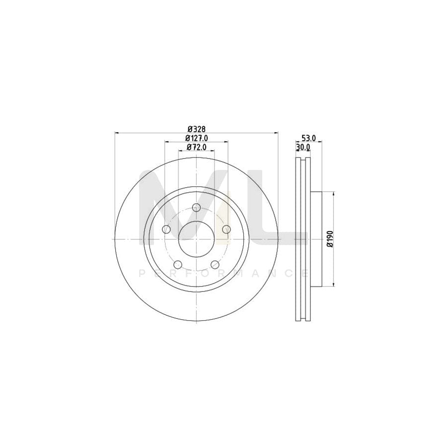 HELLA PRO High Carbon 8DD 355 129-051 Brake Disc Externally Vented, Coated, High-carbon, without wheel hub, without wheel studs | ML Performance Car Parts