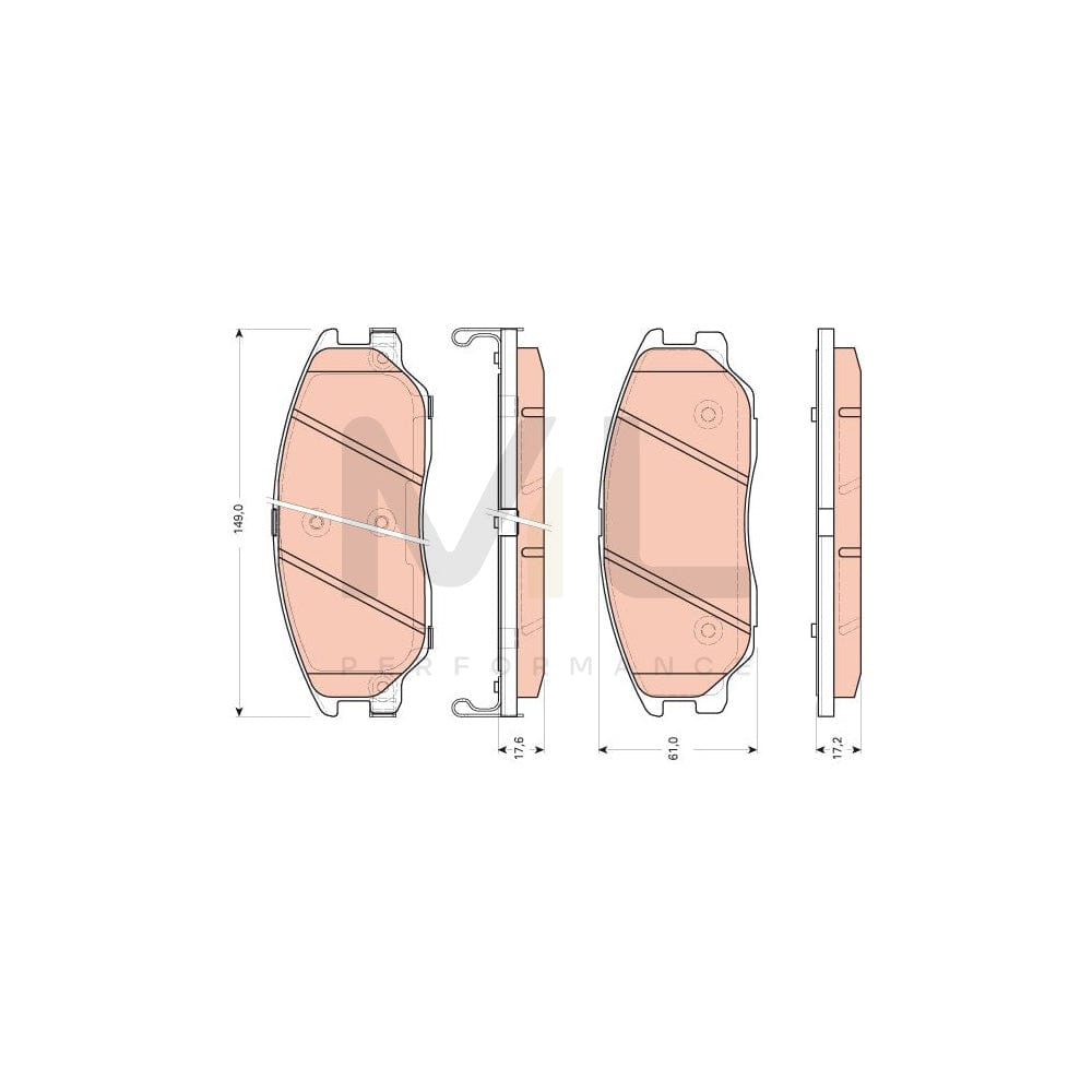 TRW Gdb3465 Brake Pad Set For Hyundai Terracan (Hp) With Acoustic Wear Warning, With Accessories | ML Performance Car Parts