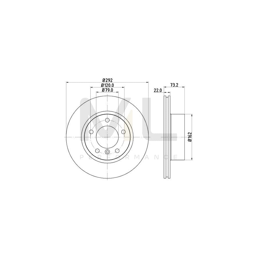 HELLA PRO High Carbon 8DD 355 128-341 Brake Disc Internally Vented, Coated, High-carbon, without wheel hub, without wheel studs | ML Performance Car Parts