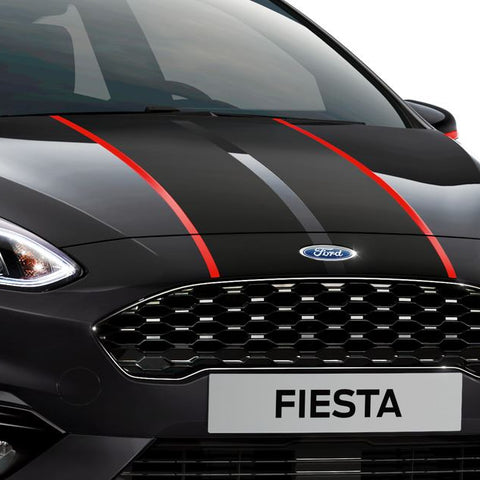 GENUINE FORD 2378998 FIESTA DECOR STRIPES FOR BONNET, MATTE BLACK / RED GLOSS | ML Performance UK