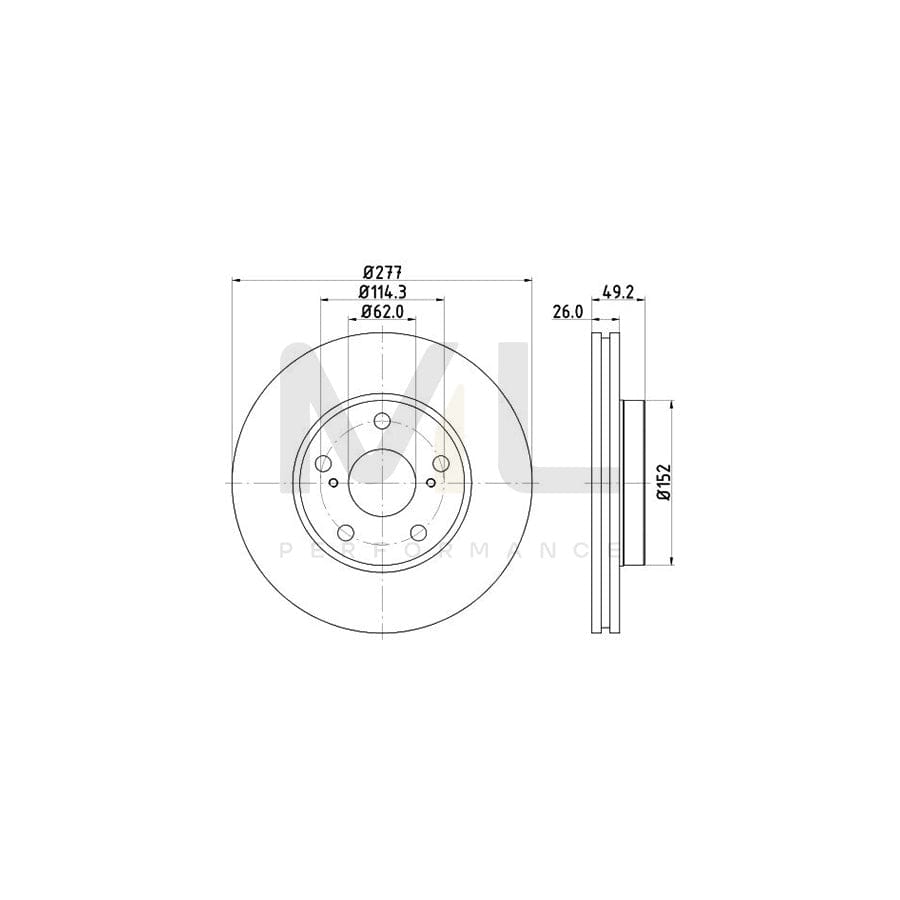 HELLA PRO 8DD 355 119-661 Brake Disc Internally Vented, Coated, without wheel hub, without wheel studs | ML Performance Car Parts