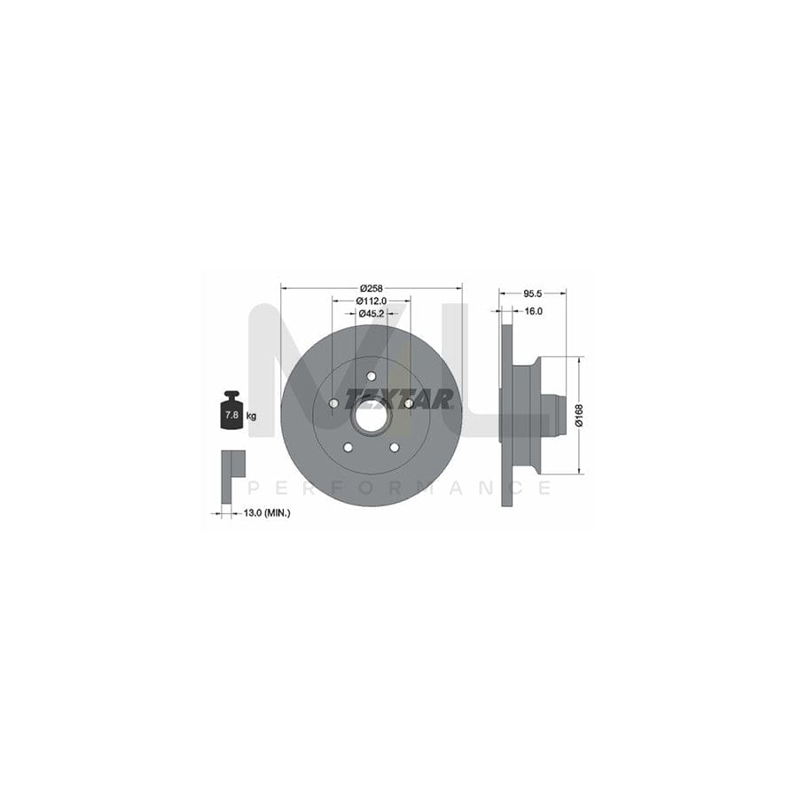 TEXTAR 92053000 Brake Disc for Solid, with wheel hub, without wheel studs | ML Performance Car Parts