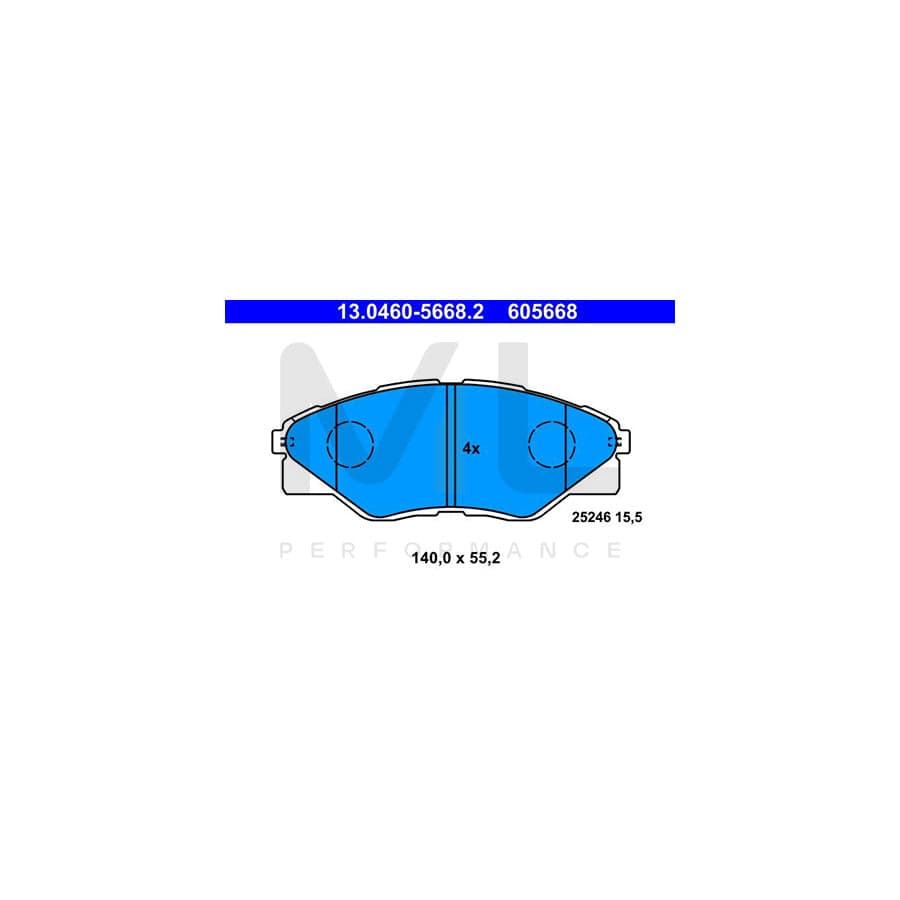 ATE 13.0460-5668.2 Brake pad set for TOYOTA Hilux VII Pickup excl. wear warning contact, not prepared for wear indicator | ML Performance Car Parts