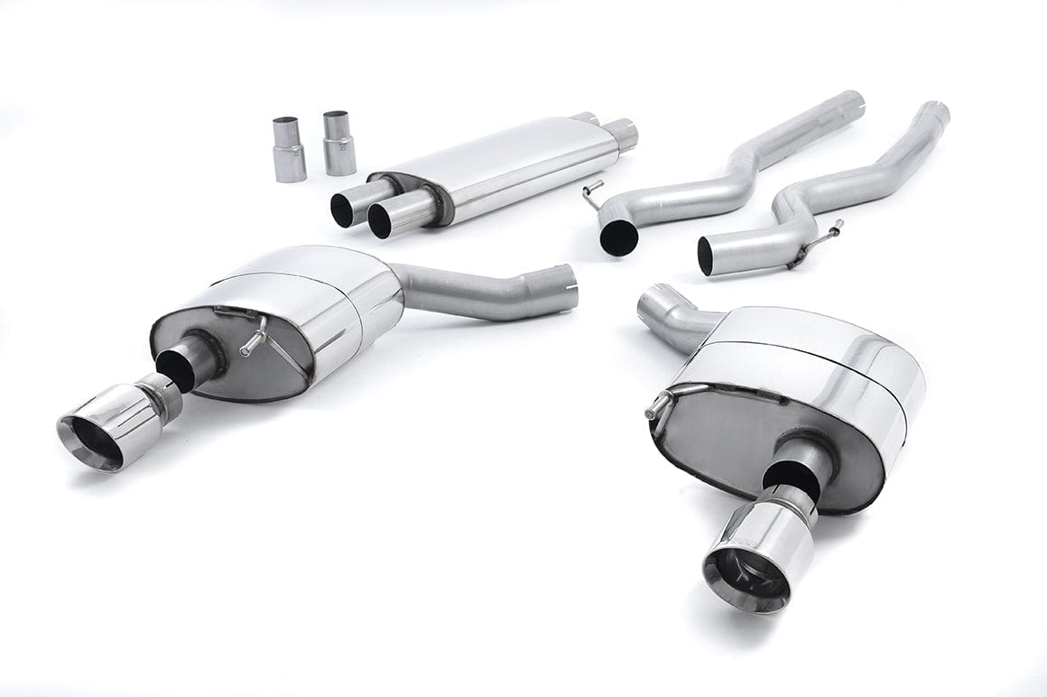 MillTek SSXFD152 Ford Mustang Dual Outlet Resonated Cat-Back Exhaust with Polished GT-100 Tips - EC Approved