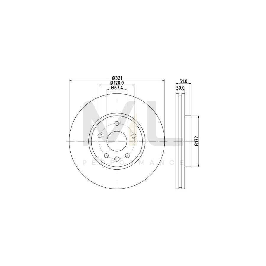 HELLA PRO High Carbon 8DD 355 129-091 Brake Disc Internally Vented, Coated, High-carbon, without wheel hub, without wheel studs | ML Performance Car Parts