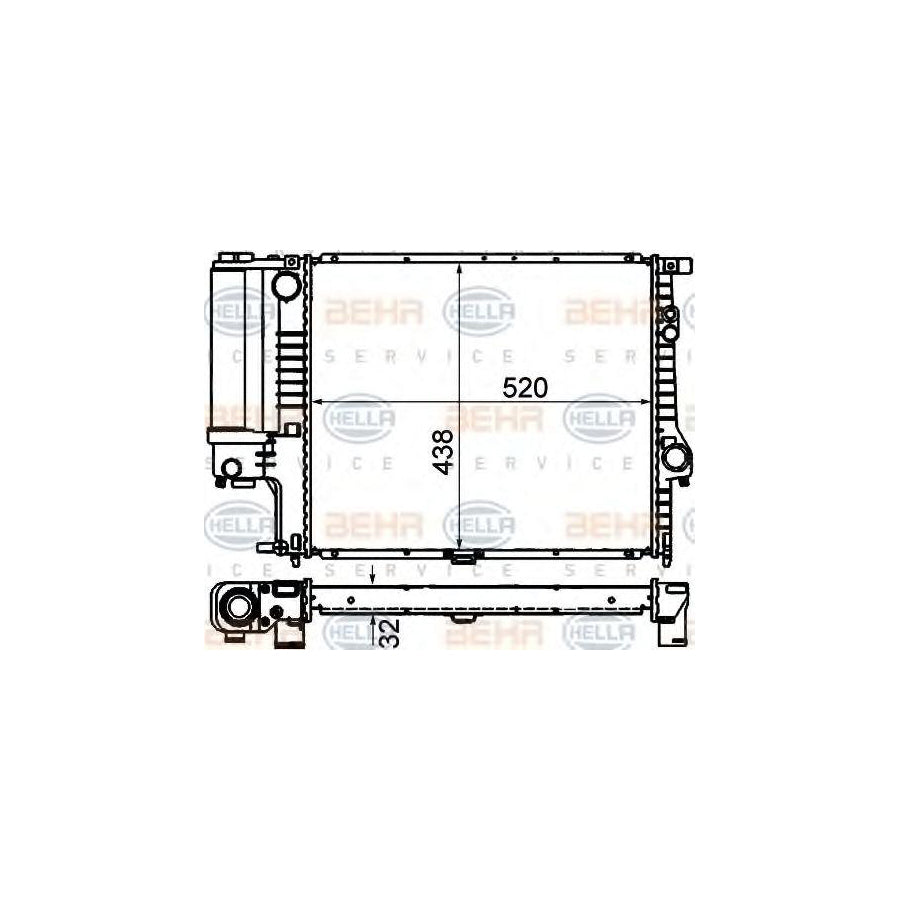 Hella 8MK 376 888-134 Engine Radiator For BMW 5 Series