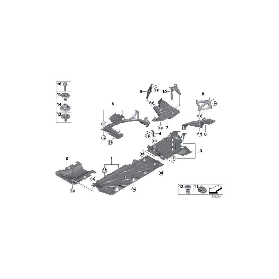 Genuine BMW 51757436699 F44 Bracket Underfloor Panelling, Left (Inc. 218i) | ML Performance UK