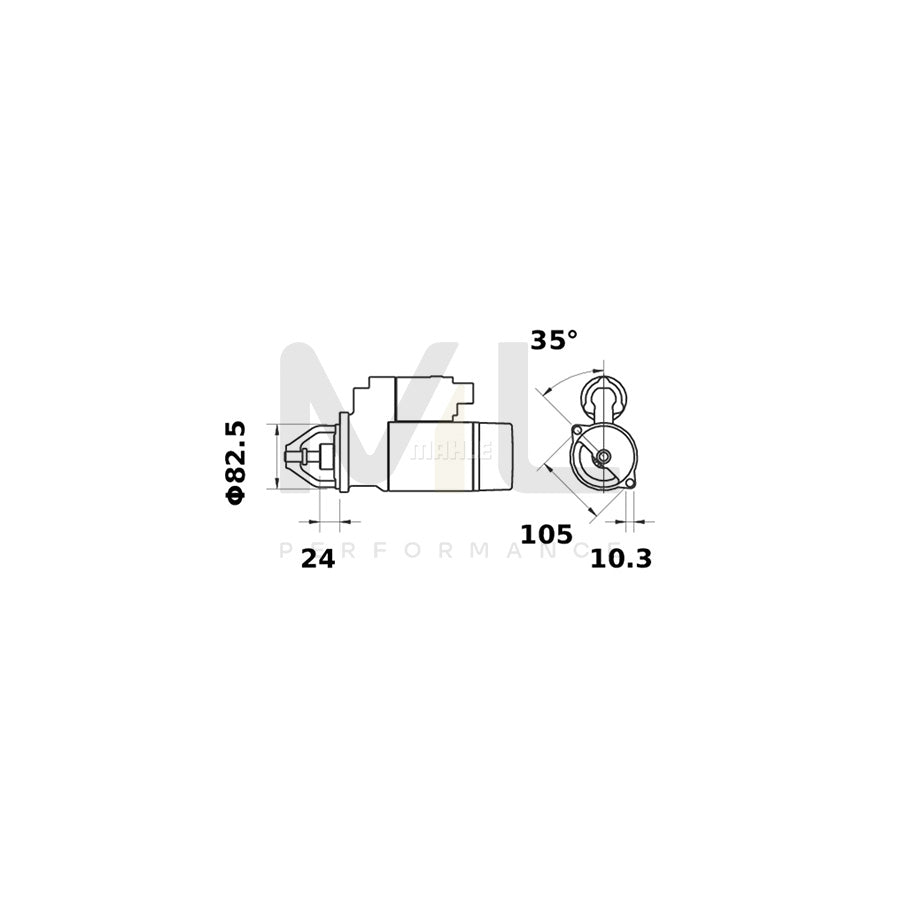 MAHLE ORIGINAL MS 384 Starter motor for VW TRANSPORTER 12V 2,0kW, Teeth Quant.: 10 | ML Performance Car Parts