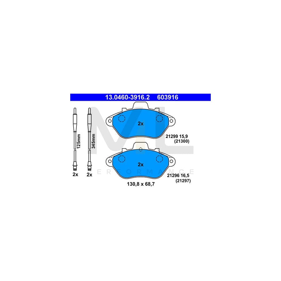 ATE 13.0460-3916.2 Brake pad set for CITRO?? XM incl. wear warning contact | ML Performance Car Parts