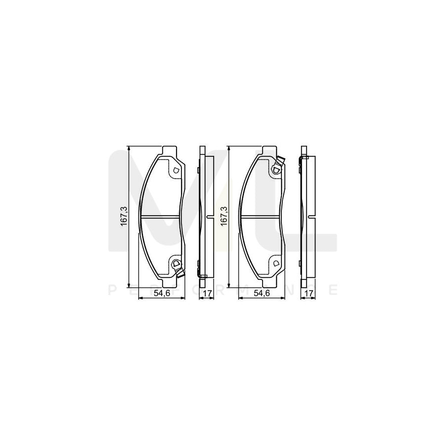 Bosch 0986495159 Brake Pad Set With Acoustic Wear Warning, With Mounting Manual BP1534 | ML Performance Car Parts