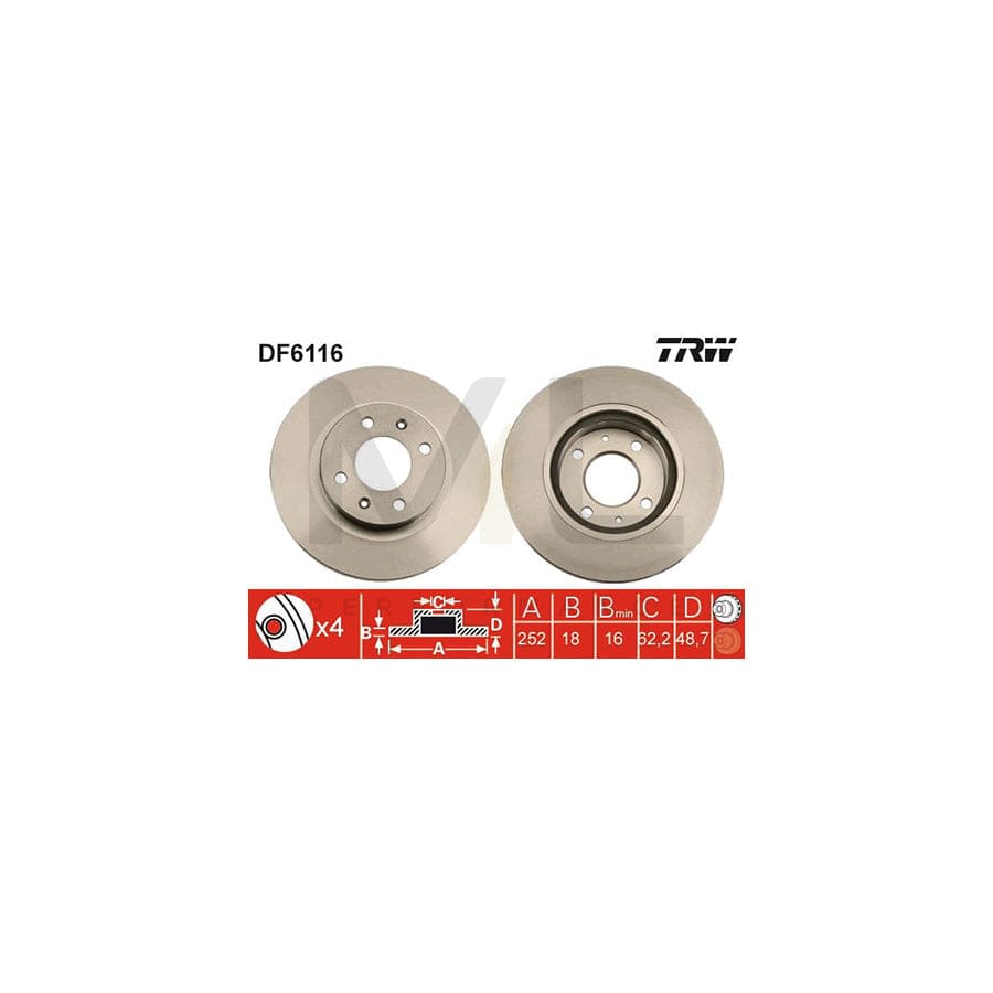 TRW DF6116 Brake Disc Vented, Painted | ML Performance Car Parts