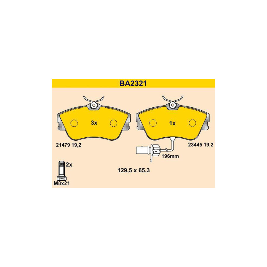 Barum BA2321 Brake Pad Set For Vw Transporter