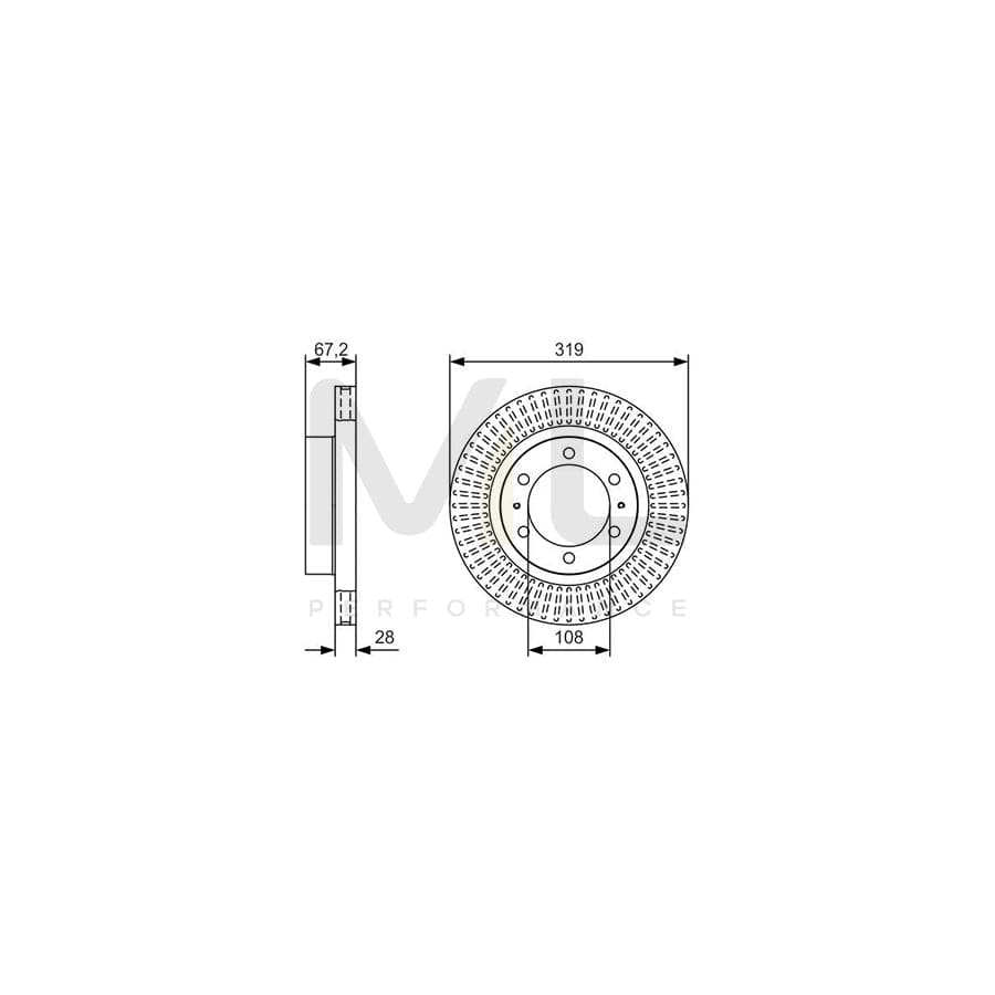 BOSCH 0 986 479 T80 Brake Disc Vented, Oiled | ML Performance Car Parts