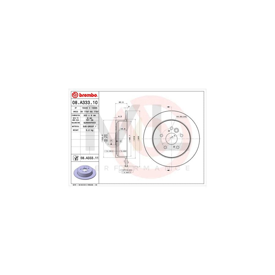 BREMBO COATED DISC LINE 08.A333.11 Brake Disc Solid, Coated | ML Performance Car Parts