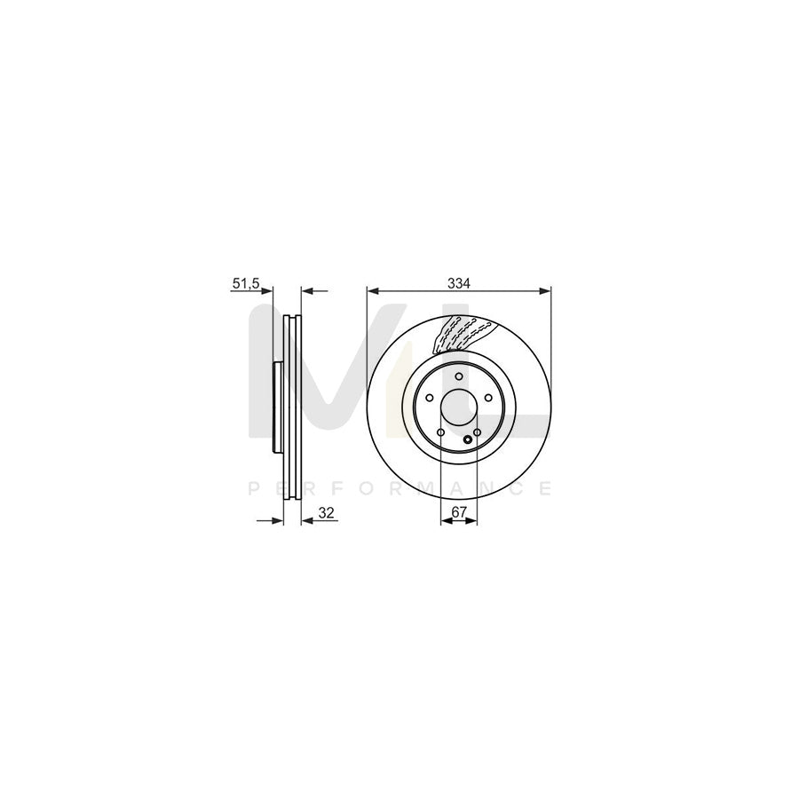 BOSCH 0 986 479 650 Brake Disc suitable for MERCEDES-BENZ SL Convertible (R129) Vented, Coated, High-carbon | ML Performance Car Parts