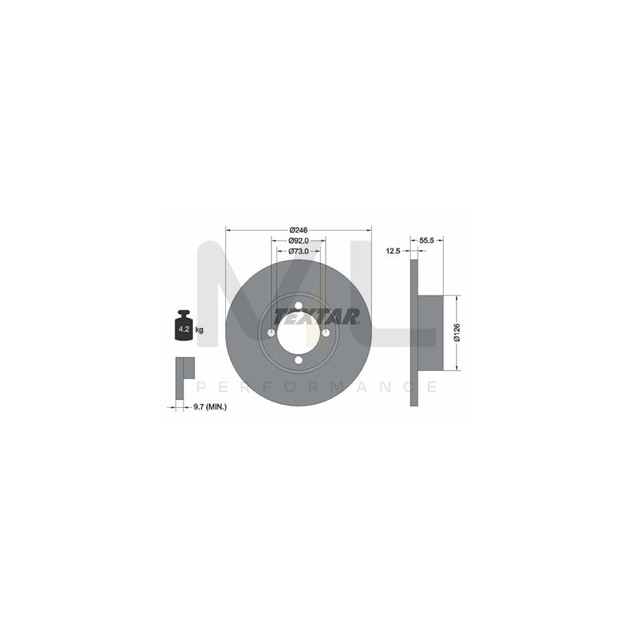 TEXTAR 92010700 Brake Disc Solid, without wheel hub, without wheel studs | ML Performance Car Parts