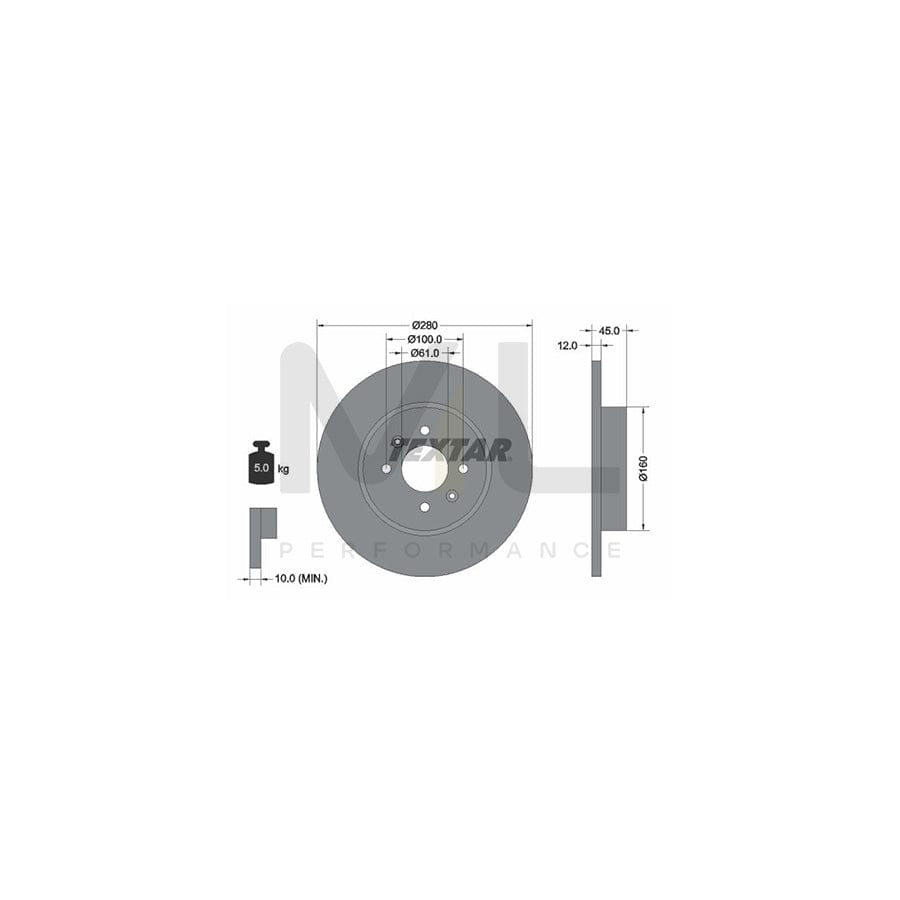 TEXTAR PRO 92181203 Brake Disc for RENAULT KANGOO Solid, Coated, without wheel hub, without wheel studs | ML Performance Car Parts