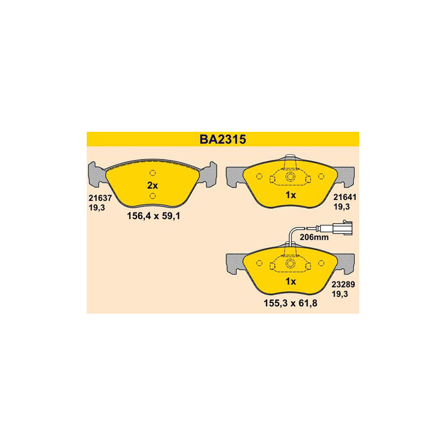 Barum BA2315 Brake Pad Set