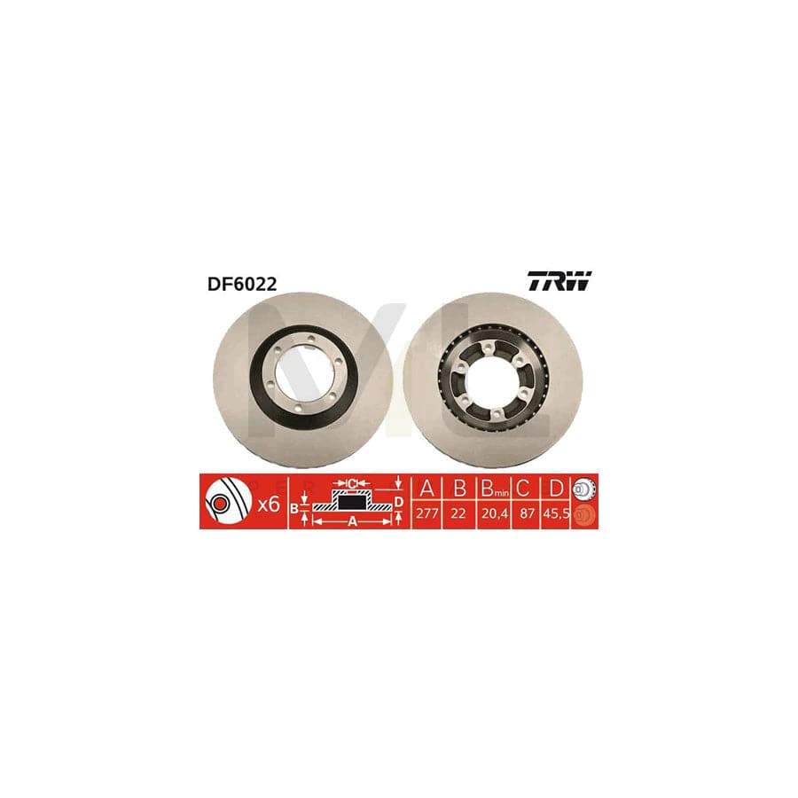 TRW DF6022 Brake Disc Vented | ML Performance Car Parts