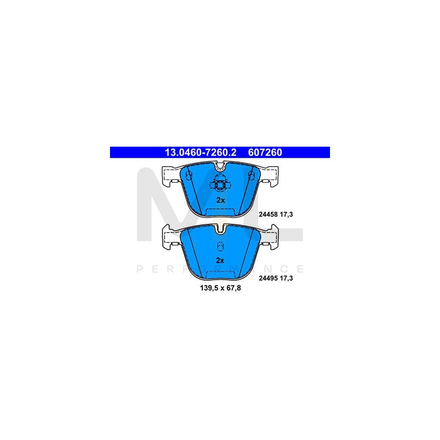 ATE 13.0460-7260.2 Brake pad set excl. wear warning contact, prepared for wear indicator | ML Performance Car Parts