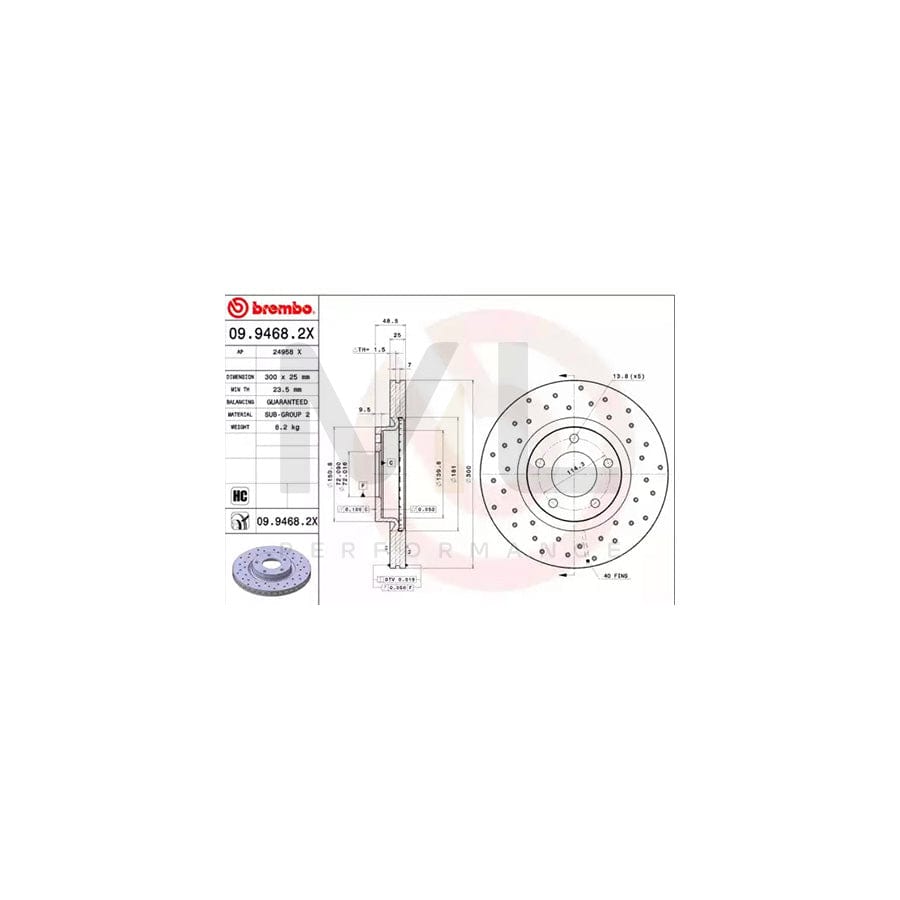 BREMBO XTRA LINE 09.9468.2X Brake Disc Perforated / Vented, Coated, High-carbon | ML Performance Car Parts