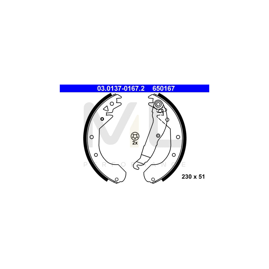 ATE 03.0137-0167.2 Brake Shoe Set with lever | ML Performance Car Parts