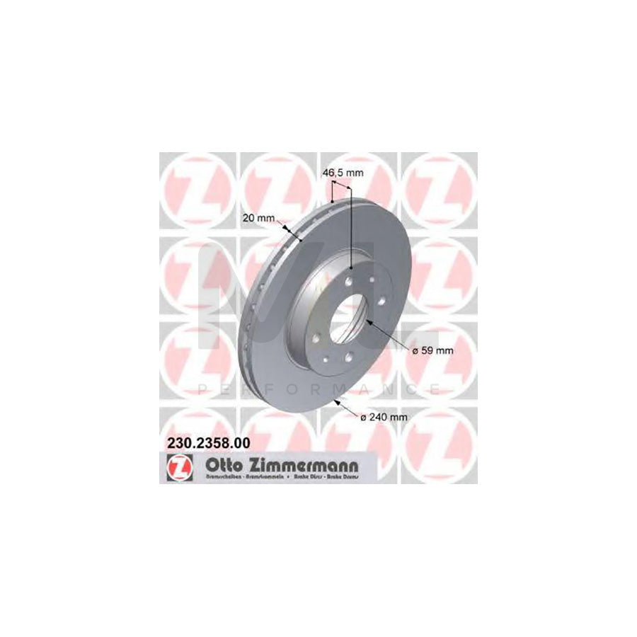 ZIMMERMANN 230.2358.00 Brake Disc Internally Vented | ML Performance Car Parts