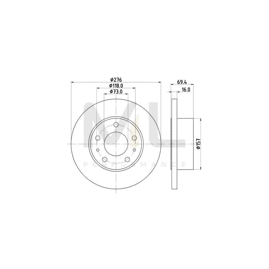 HELLA 8DD 355 107-421 Brake Disc for IVECO Daily Solid, with ABS sensor ring, without wheel hub, without wheel studs | ML Performance Car Parts