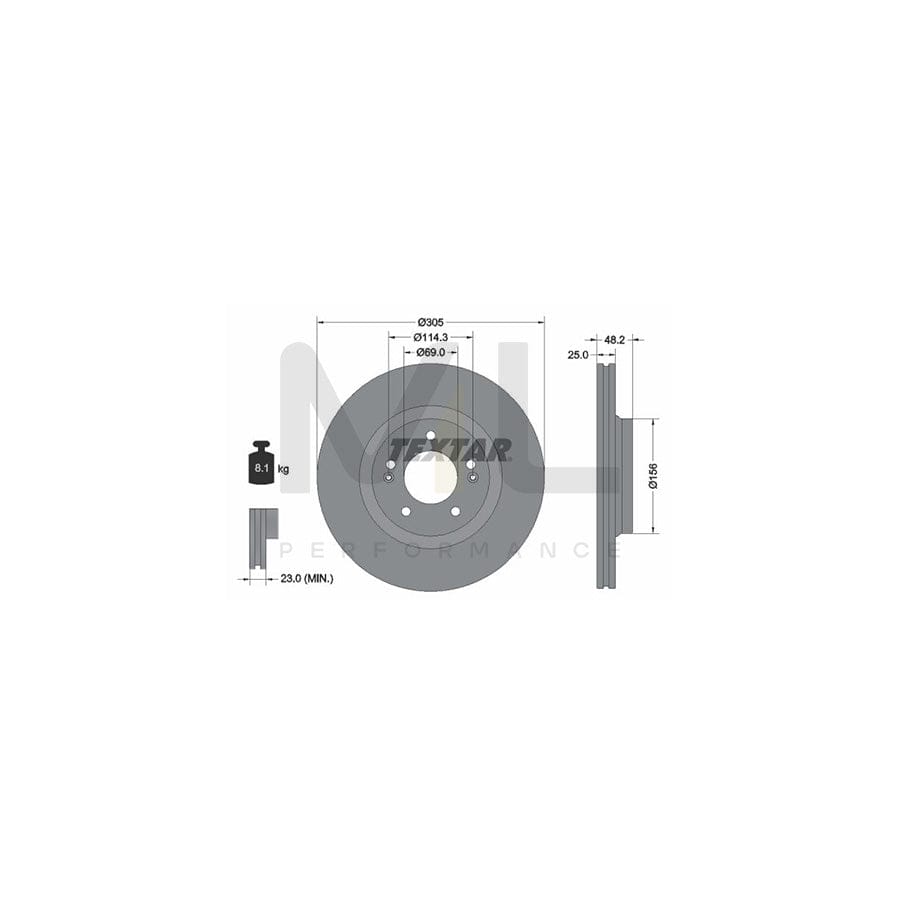 TEXTAR 92333203 Brake Disc Internally Vented, Coated, without wheel hub, without wheel studs | ML Performance Car Parts