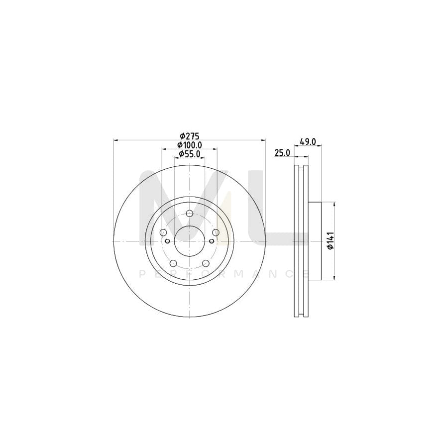 HELLA PRO 8DD 355 115-081 Brake Disc Internally Vented, Coated, without wheel hub, without wheel studs | ML Performance Car Parts