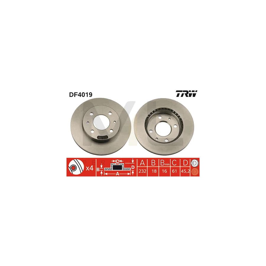 TRW DF4019 Brake Disc Vented, Painted | ML Performance Car Parts