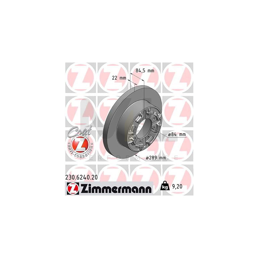 ZIMMERMANN COAT Z 230.6240.20 Brake Disc for IVECO Daily Solid, Coated | ML Performance Car Parts